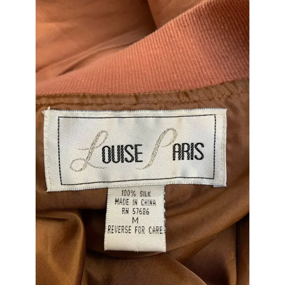 Vintage 100% Silk Louise Paris Brown Wind Breaker Women's Medium - Picture 8 of 8